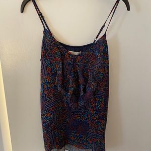 Floral ruffle spaghetti tank top